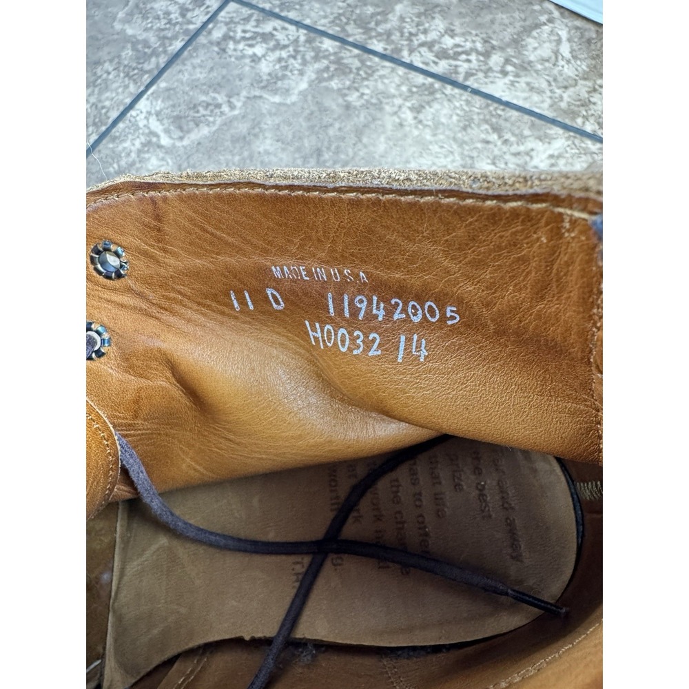 HELM Sam Lace Up Dress Boots Brown Horween Leather Blue Denim Size 11D USA Made - Picture 9 of 11